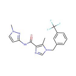 Cc1c(C(=O)Nc2ccn(C)n2)ncn1Cc1cccc(C(F)(F)F)c1 ZINC000066066649