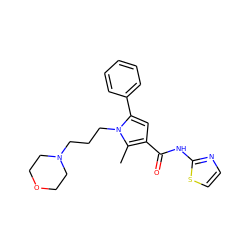 Cc1c(C(=O)Nc2nccs2)cc(-c2ccccc2)n1CCCN1CCOCC1 ZINC000220750590