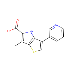 Cc1c(C(=O)O)[nH]c2c(-c3cccnc3)csc12 ZINC000084706549