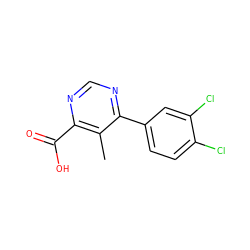 Cc1c(C(=O)O)ncnc1-c1ccc(Cl)c(Cl)c1 ZINC000299854826