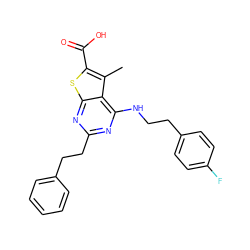 Cc1c(C(=O)O)sc2nc(CCc3ccccc3)nc(NCCc3ccc(F)cc3)c12 ZINC001772627781