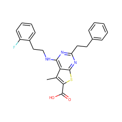 Cc1c(C(=O)O)sc2nc(CCc3ccccc3)nc(NCCc3ccccc3F)c12 ZINC001772589244