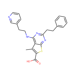 Cc1c(C(=O)O)sc2nc(CCc3ccccc3)nc(NCCc3cccnc3)c12 ZINC001772641789