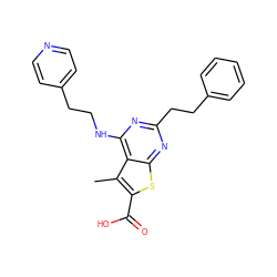 Cc1c(C(=O)O)sc2nc(CCc3ccccc3)nc(NCCc3ccncc3)c12 ZINC001772654103