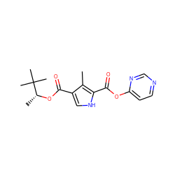 Cc1c(C(=O)O[C@H](C)C(C)(C)C)c[nH]c1C(=O)Oc1ccncn1 ZINC000026248172