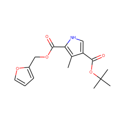 Cc1c(C(=O)OC(C)(C)C)c[nH]c1C(=O)OCc1ccco1 ZINC000013533486