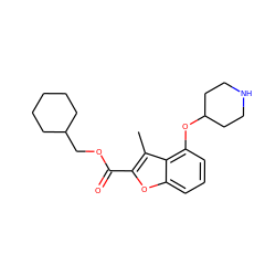 Cc1c(C(=O)OCC2CCCCC2)oc2cccc(OC3CCNCC3)c12 ZINC000095555226