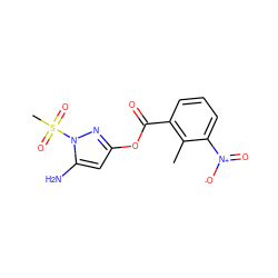 Cc1c(C(=O)Oc2cc(N)n(S(C)(=O)=O)n2)cccc1[N+](=O)[O-] ZINC000009391805