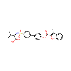 Cc1c(C(=O)Oc2ccc(-c3ccc(S(=O)(=O)N[C@@H](C(=O)O)C(C)C)cc3)cc2)oc2ccccc12 ZINC000028563964