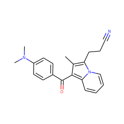 Cc1c(C(=O)c2ccc(N(C)C)cc2)c2ccccn2c1CCC#N ZINC000004867777