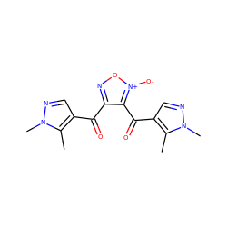 Cc1c(C(=O)c2no[n+]([O-])c2C(=O)c2cnn(C)c2C)cnn1C ZINC000000534038