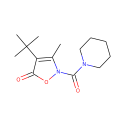 Cc1c(C(C)(C)C)c(=O)on1C(=O)N1CCCCC1 ZINC000026940468