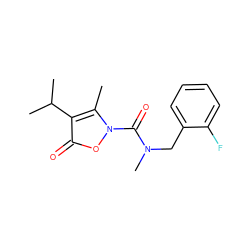 Cc1c(C(C)C)c(=O)on1C(=O)N(C)Cc1ccccc1F ZINC000026846255