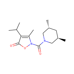 Cc1c(C(C)C)c(=O)on1C(=O)N1C[C@H](C)C[C@@H](C)C1 ZINC000026939340