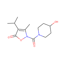 Cc1c(C(C)C)c(=O)on1C(=O)N1CCC(O)CC1 ZINC000026937514