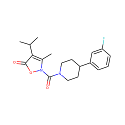 Cc1c(C(C)C)c(=O)on1C(=O)N1CCC(c2cccc(F)c2)CC1 ZINC000026936308