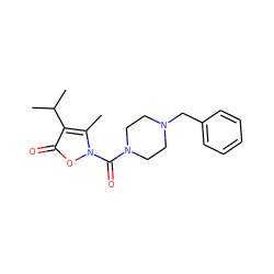 Cc1c(C(C)C)c(=O)on1C(=O)N1CCN(Cc2ccccc2)CC1 ZINC000026851249