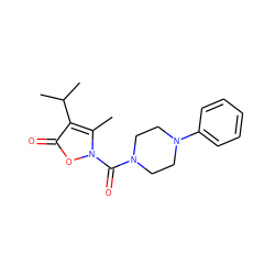 Cc1c(C(C)C)c(=O)on1C(=O)N1CCN(c2ccccc2)CC1 ZINC000026851256