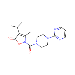 Cc1c(C(C)C)c(=O)on1C(=O)N1CCN(c2ncccn2)CC1 ZINC000026941062