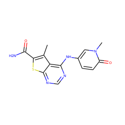 Cc1c(C(N)=O)sc2ncnc(Nc3ccc(=O)n(C)c3)c12 ZINC000299856198