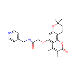 Cc1c(C)c2c(OCC(=O)NCc3ccncc3)cc3c(c2oc1=O)CCC(C)(C)O3 ZINC000004000468