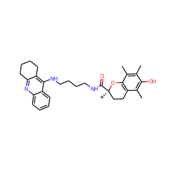 Cc1c(C)c2c(c(C)c1O)CC[C@@](C)(C(=O)NCCCCNc1c3c(nc4ccccc14)CCCC3)O2 ZINC000299854677