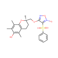 Cc1c(C)c2c(c(C)c1O)CC[C@](C)(COc1no[n+]([O-])c1S(=O)(=O)c1ccccc1)O2 ZINC000028395820