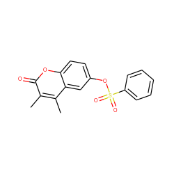 Cc1c(C)c2cc(OS(=O)(=O)c3ccccc3)ccc2oc1=O ZINC000028220315