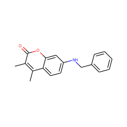 Cc1c(C)c2ccc(NCc3ccccc3)cc2oc1=O ZINC000013835559