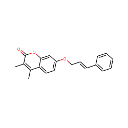 Cc1c(C)c2ccc(OC/C=C/c3ccccc3)cc2oc1=O ZINC000002356842