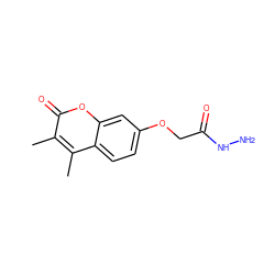 Cc1c(C)c2ccc(OCC(=O)NN)cc2oc1=O ZINC000095575210