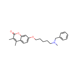 Cc1c(C)c2ccc(OCCCCCN(C)Cc3ccccc3)cc2oc1=O ZINC000473130361