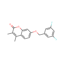 Cc1c(C)c2ccc(OCc3cc(F)cc(F)c3)cc2oc1=O ZINC000013835593