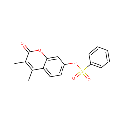 Cc1c(C)c2ccc(OS(=O)(=O)c3ccccc3)cc2oc1=O ZINC000013835562