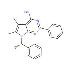 Cc1c(C)n([C@@H](C)c2ccccc2)c2nc(-c3ccccc3)nc(N)c12 ZINC000013756590