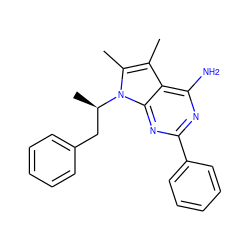 Cc1c(C)n([C@H](C)Cc2ccccc2)c2nc(-c3ccccc3)nc(N)c12 ZINC000027422011