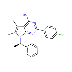 Cc1c(C)n([C@H](C)c2ccccc2)c2nc(-c3ccc(Cl)cc3)nc(N)c12 ZINC000013756595