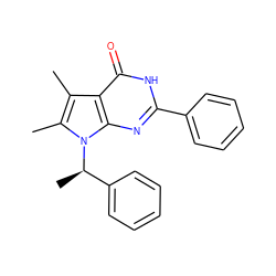 Cc1c(C)n([C@H](C)c2ccccc2)c2nc(-c3ccccc3)[nH]c(=O)c12 ZINC000013756617