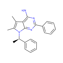 Cc1c(C)n([C@H](C)c2ccccc2)c2nc(-c3ccccc3)nc(N)c12 ZINC000013756588