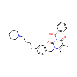 Cc1c(C)n(Cc2ccc(OCCCN3CCCCC3)cc2)c(=O)n(C(=O)c2ccccc2)c1=O ZINC000299829035