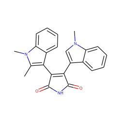 Cc1c(C2=C(c3cn(C)c4ccccc34)C(=O)NC2=O)c2ccccc2n1C ZINC000013447812