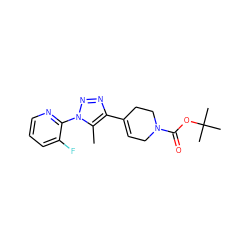 Cc1c(C2=CCN(C(=O)OC(C)(C)C)CC2)nnn1-c1ncccc1F ZINC000040848420