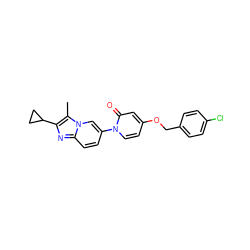 Cc1c(C2CC2)nc2ccc(-n3ccc(OCc4ccc(Cl)cc4)cc3=O)cn12 ZINC000223495686