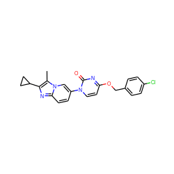 Cc1c(C2CC2)nc2ccc(-n3ccc(OCc4ccc(Cl)cc4)nc3=O)cn12 ZINC000223398585