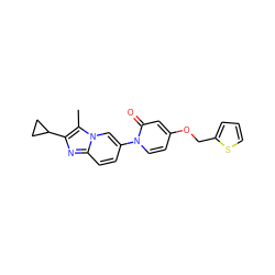 Cc1c(C2CC2)nc2ccc(-n3ccc(OCc4cccs4)cc3=O)cn12 ZINC000223420644