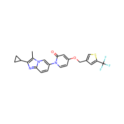 Cc1c(C2CC2)nc2ccc(-n3ccc(OCc4csc(C(F)(F)F)c4)cc3=O)cn12 ZINC000224386982