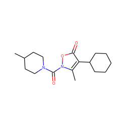 Cc1c(C2CCCCC2)c(=O)on1C(=O)N1CCC(C)CC1 ZINC000026849953