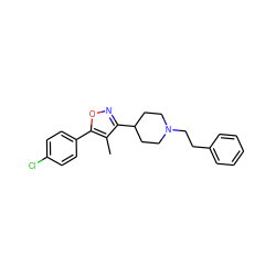 Cc1c(C2CCN(CCc3ccccc3)CC2)noc1-c1ccc(Cl)cc1 ZINC000000602172