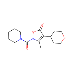 Cc1c(C2CCOCC2)c(=O)on1C(=O)N1CCCCC1 ZINC000026846894