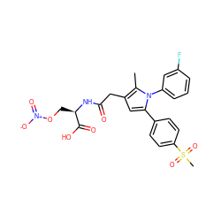 Cc1c(CC(=O)N[C@H](CO[N+](=O)[O-])C(=O)O)cc(-c2ccc(S(C)(=O)=O)cc2)n1-c1cccc(F)c1 ZINC000103232481